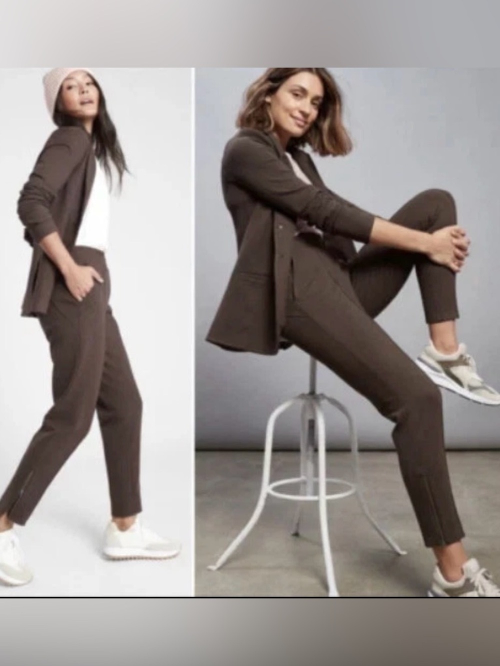 New Athleta Venice Heathered Pintuck Pant Women’s Brown Mid Rise Pants XXSP
